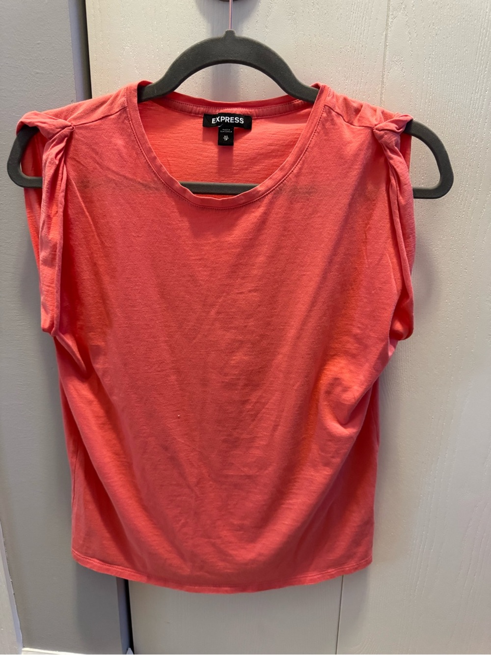 Express Coral-Pink Knot Shoulder Tank